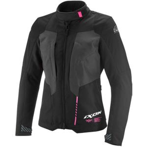Damen-Motorradjacke IXON Tyr schwarz-anthrazit-fluoreszierend pink