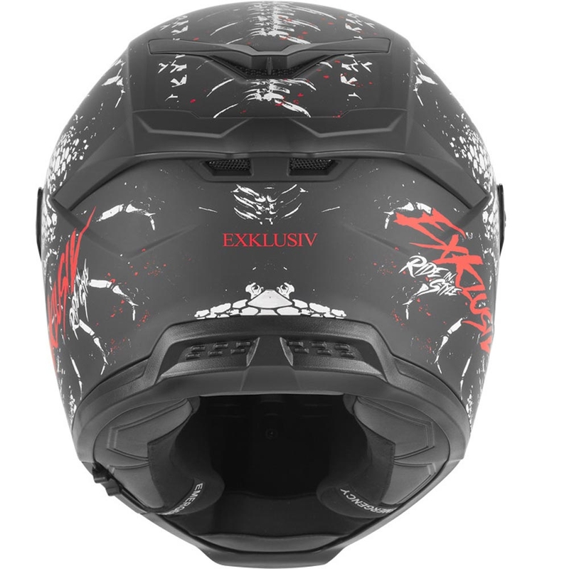 NOX Exklusiv Goliath Raptor Integralhelm für Motorräder, matt schwarz-weiß-rot