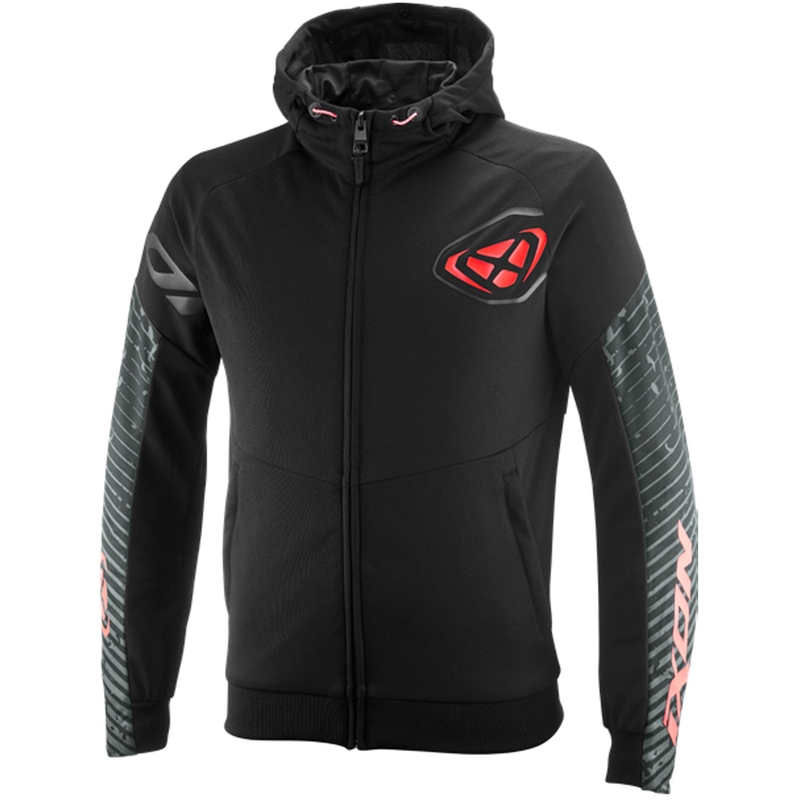 IXON Touchdown Air Motorrad-Sweatshirt schwarz-fluoreszierend rot