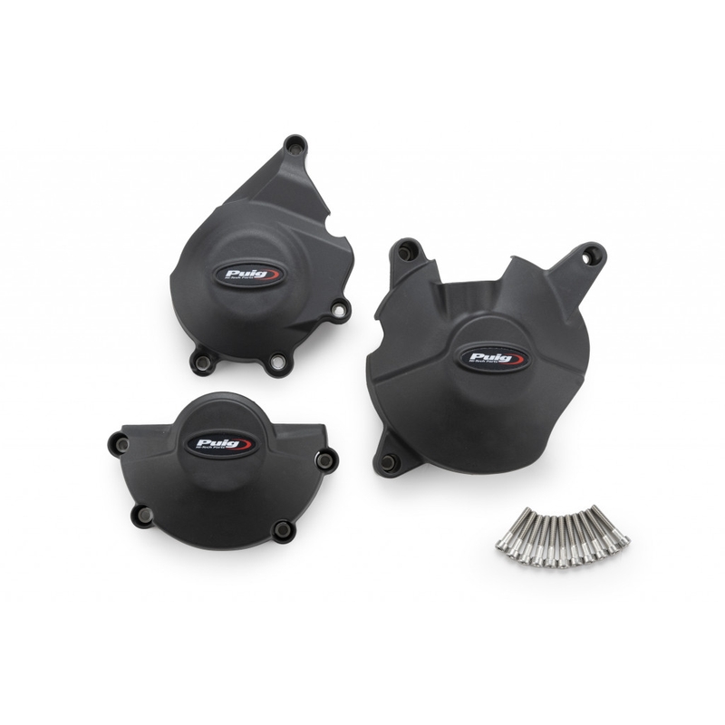 Engine covers PUIG Track for Championship schwarz included 3 covers