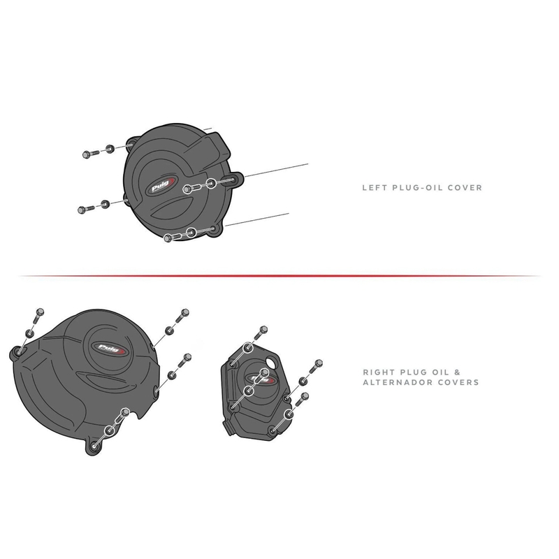 Engine protective covers PUIG schwarz included 2 oil plugs