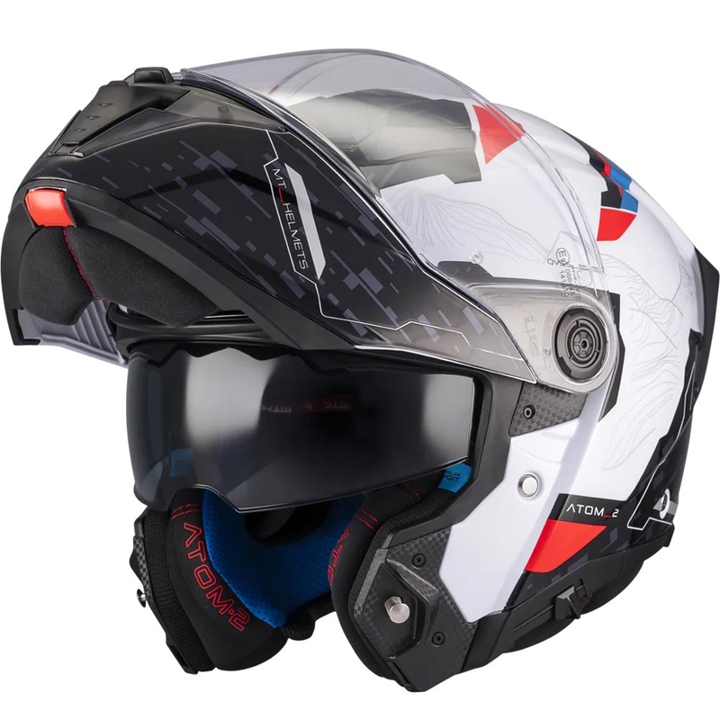Klappbarer Motorradhelm MT Atom 2 SV Highlands A7 schwarz-weiß-blau-rot