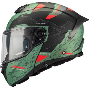 Klappbarer Motorradhelm MT Atom 2 SV Highlands C6 mattgrün-schwarz-rot