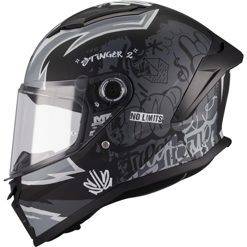 MT Stinger 2 Tagger B2 Kinder-Integralhelm für Motorräder, matt schwarz-grau
