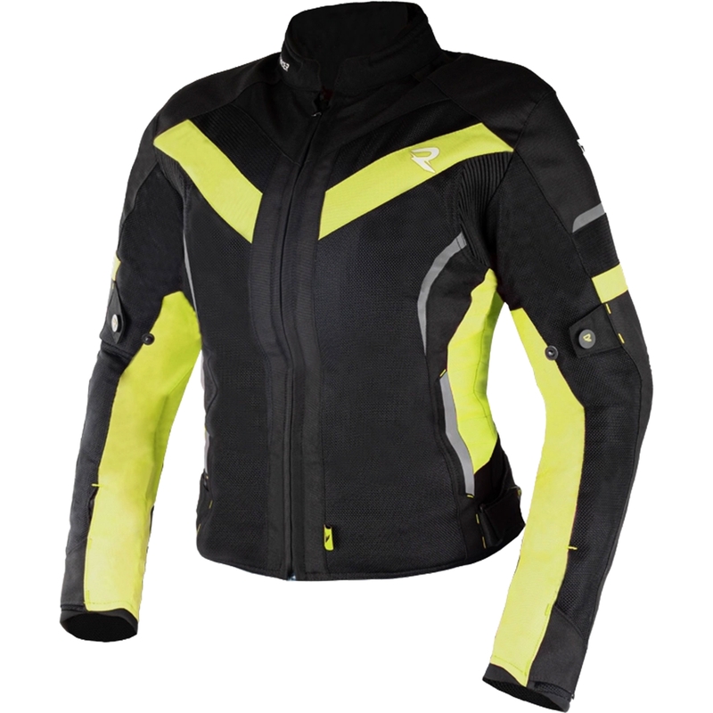 Damen-Motorradjacke Street Racer Betty II Air, schwarz-fluoreszierend gelb