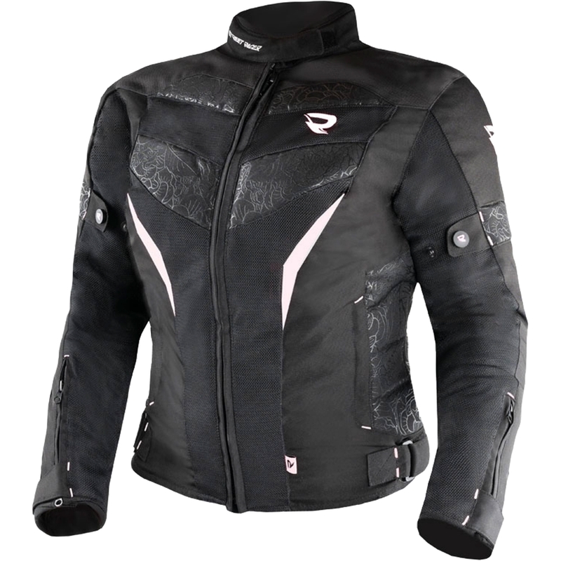 Damen-Motorradjacke Street Racer Rose Air schwarz-weiß