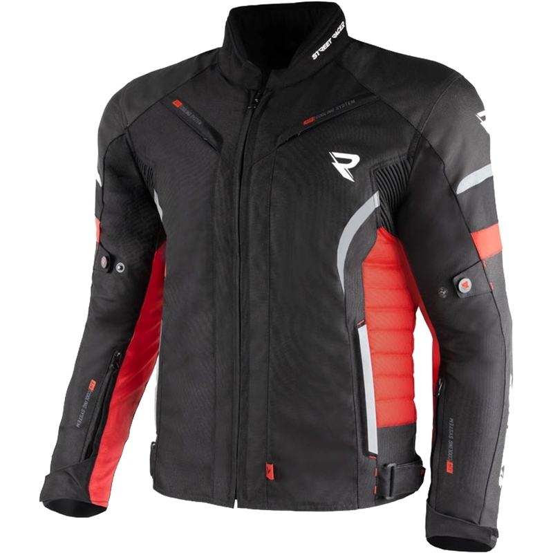 Motorradjacke Street Racer Evans schwarz-rot