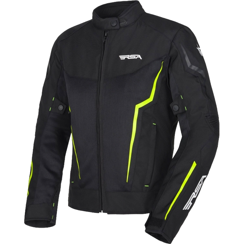 Damen RSA Bolt Schwarz-Weiß-Fluo Gelb Motorradjacke
