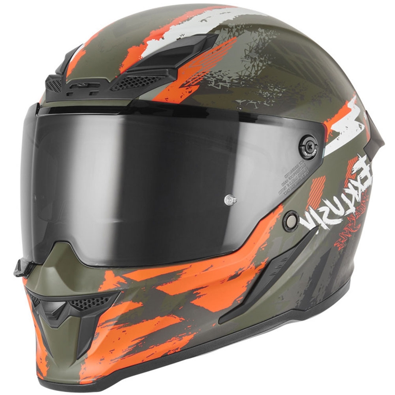 NOX Exklusiv Goliath Cut'D Integralhelm für Motorräder, mattes Khaki-Orange