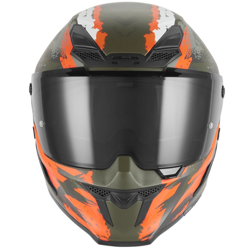 NOX Exklusiv Goliath Cut'D Integralhelm für Motorräder, mattes Khaki-Orange