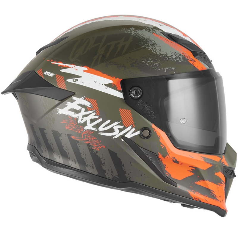 NOX Exklusiv Goliath Cut'D Integralhelm für Motorräder, mattes Khaki-Orange