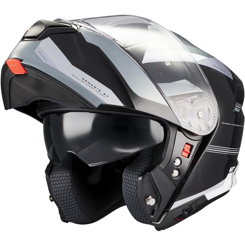 Klappbarer Motorradhelm MT Genesis SV Raccoon B12 schwarz-grau