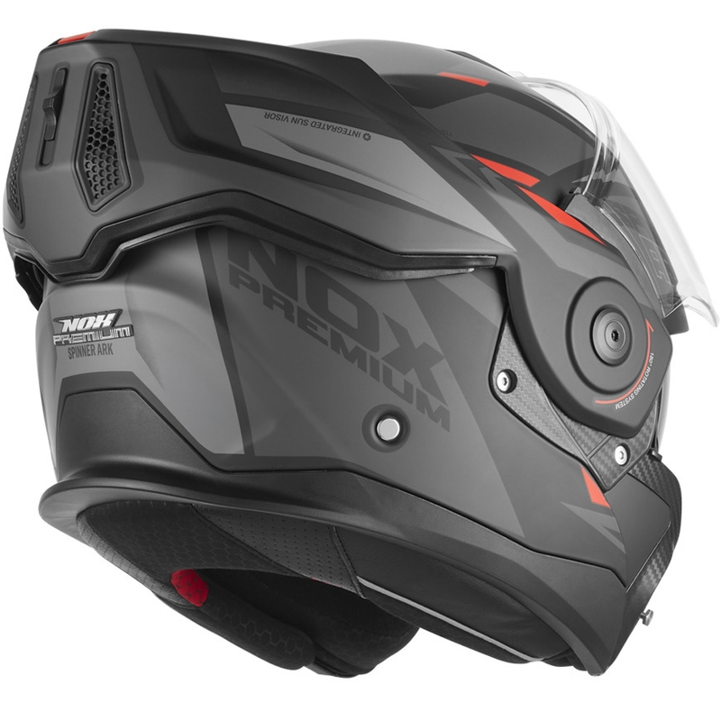 Klappbarer Motorradhelm NOX PREMIUM Spinner Ark matt schwarz-rot