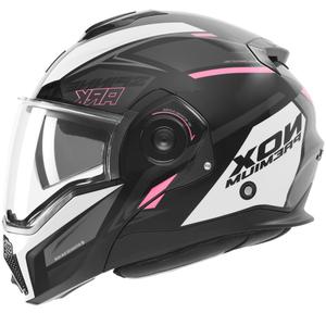 Klappbarer Motorradhelm NOX PREMIUM Spinner schwarz-weiß-pink