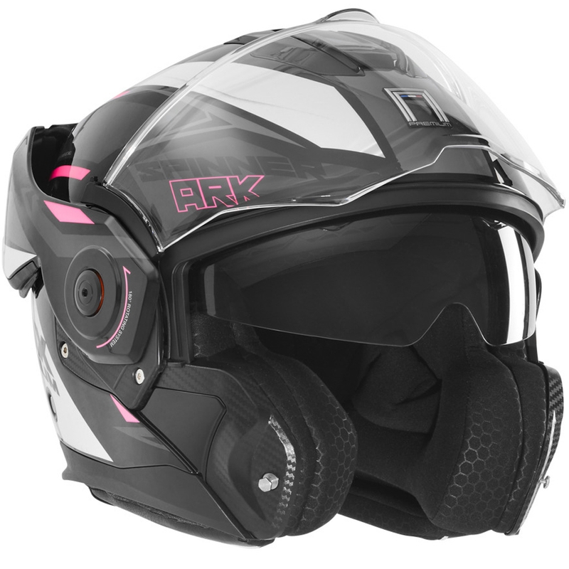 Klappbarer Motorradhelm NOX PREMIUM Spinner schwarz-weiß-pink