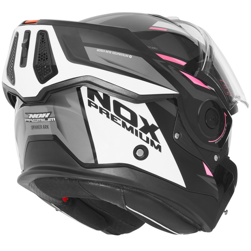 Klappbarer Motorradhelm NOX PREMIUM Spinner schwarz-weiß-pink
