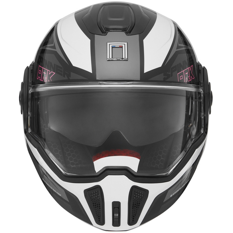 Klappbarer Motorradhelm NOX PREMIUM Spinner schwarz-weiß-pink