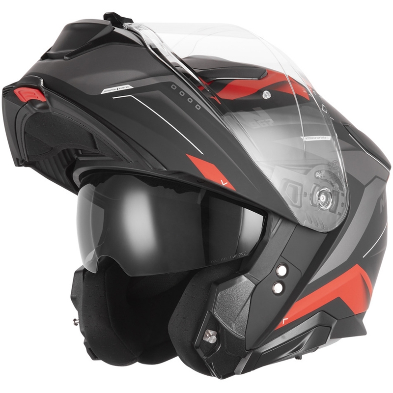 Klappbarer Motorradhelm NOX N967 Conquer, matt schwarz-rot