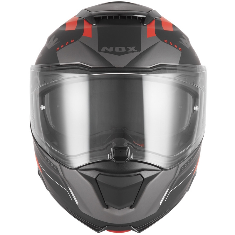 Klappbarer Motorradhelm NOX N967 Conquer, matt schwarz-rot