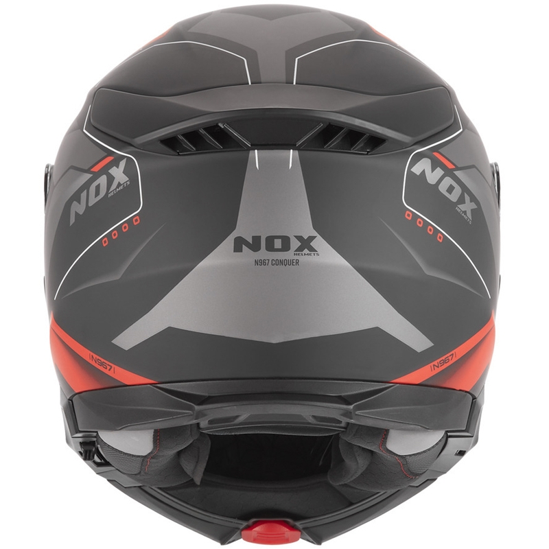Klappbarer Motorradhelm NOX N967 Conquer, matt schwarz-rot