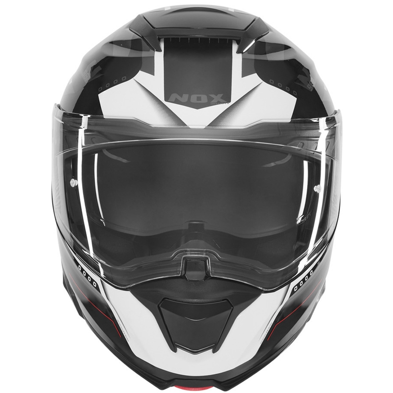 Klappbarer Motorradhelm NOX N967 Conquer, matt schwarz-weiß-rot