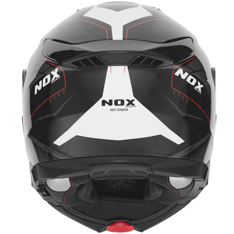 Klappbarer Motorradhelm NOX N967 Conquer, matt schwarz-weiß-rot