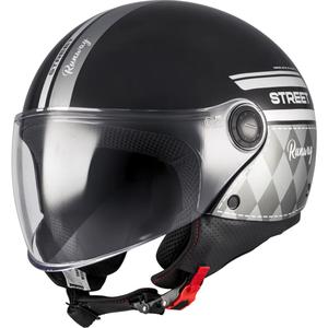 Offener Motorradhelm MT Street S Runway B2 schwarz-grau