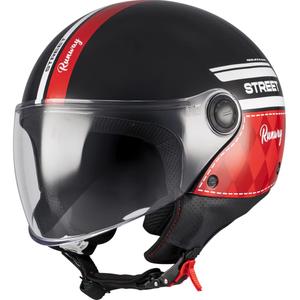 Offener Motorradhelm MT Street S Runway B5 schwarz-rot