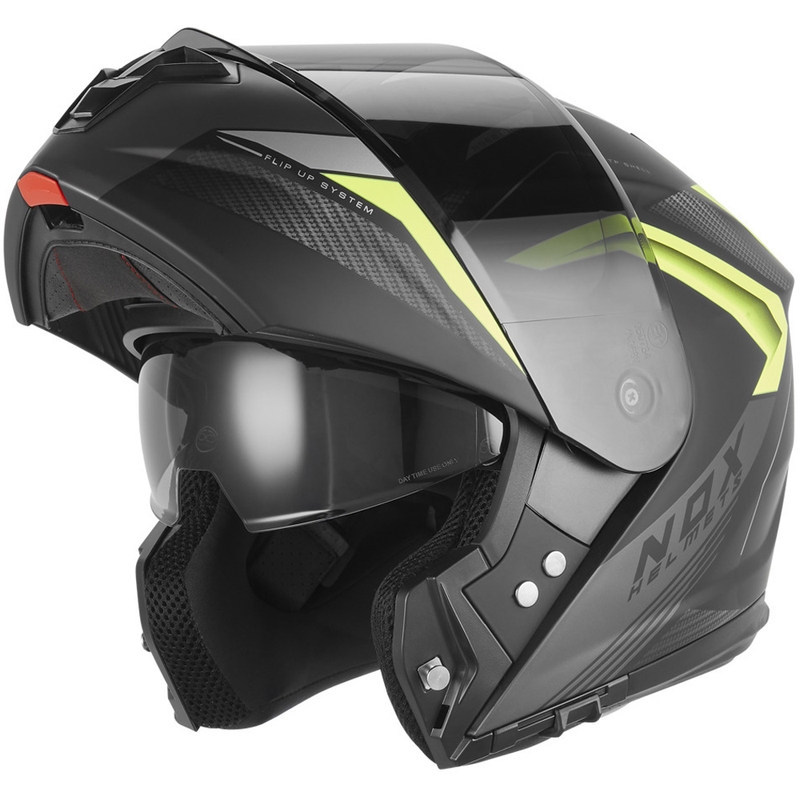 Klappbarer Motorradhelm NOX N968 Shift, matt schwarz-fluoreszierend gelb