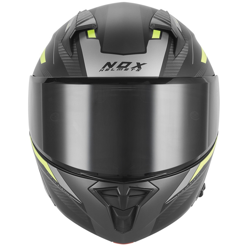 Klappbarer Motorradhelm NOX N968 Shift, matt schwarz-fluoreszierend gelb