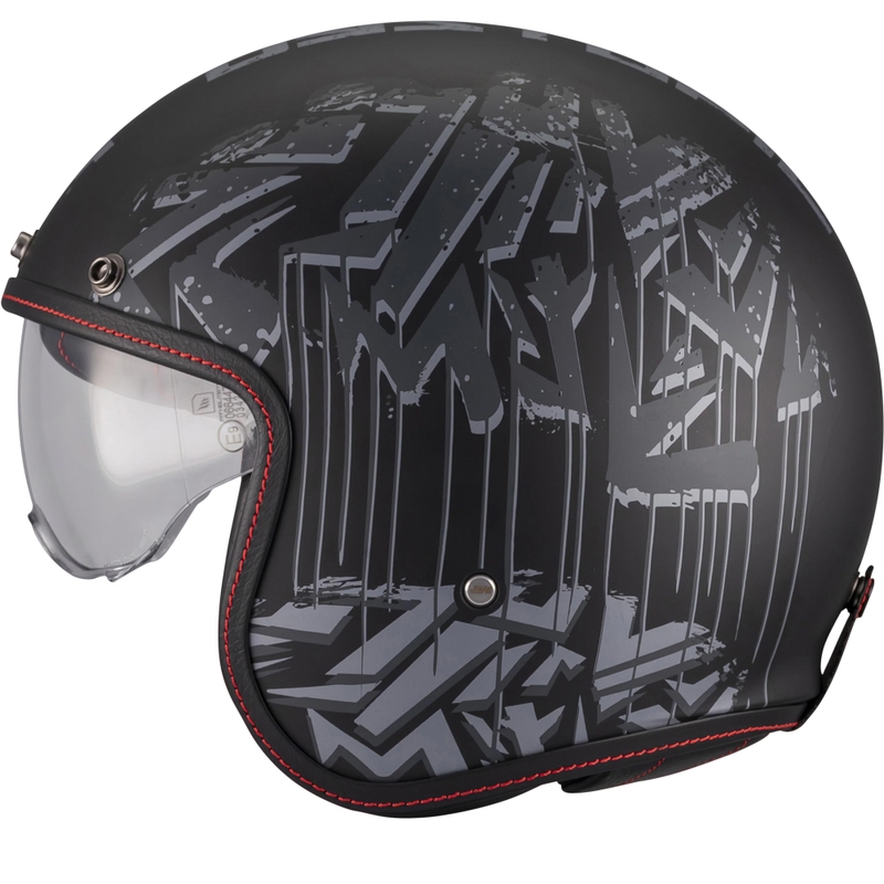Offener Motorradhelm MT Lemans 2 SV S Dystopic B12 matt schwarz-grau