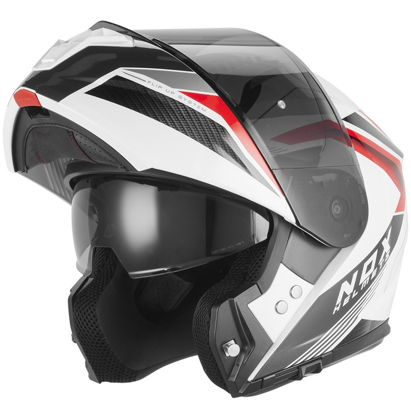 Klappbarer Motorradhelm NOX N968 Shift weiß-rot