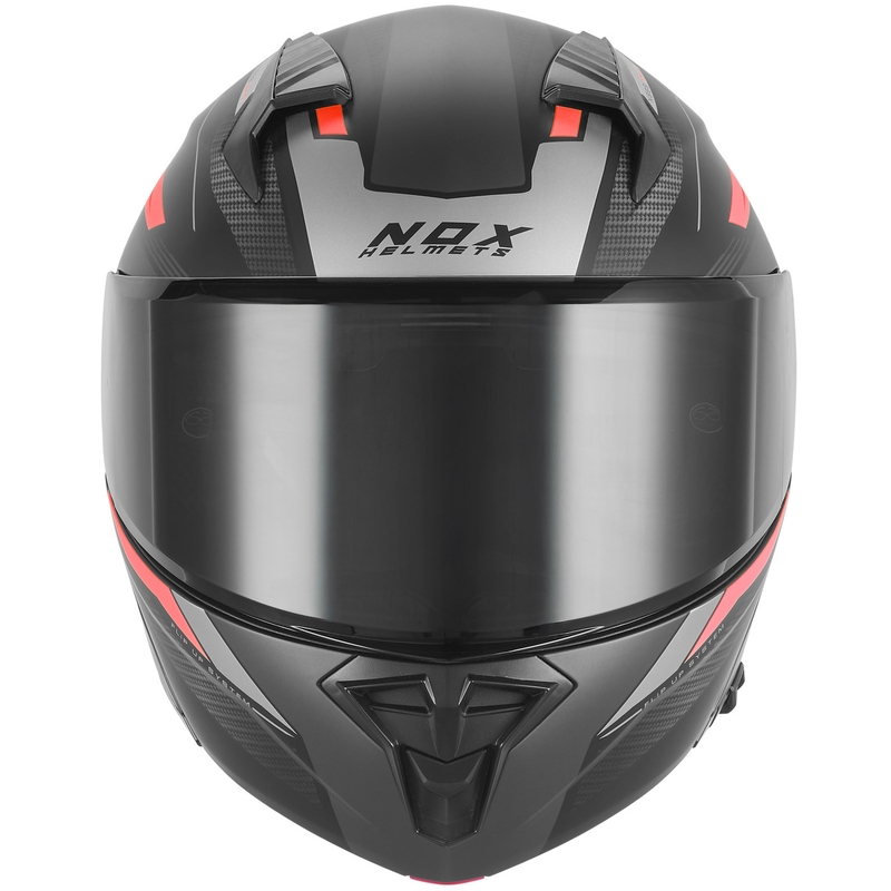 Klappbarer Motorradhelm NOX N968 Shift, matt schwarz-rot