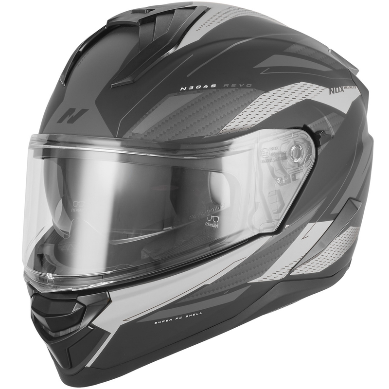 Integralhelm NOX N304-S REVO matt schwarz-silber
