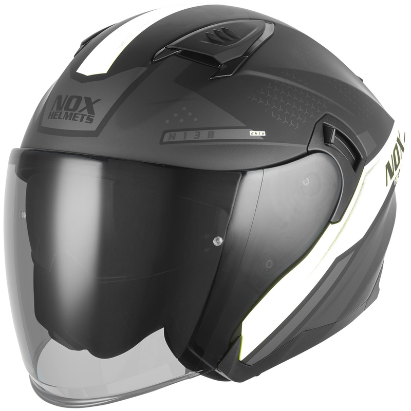 Offener Motorradhelm NOX N130 EKTO matt schwarz-weiß