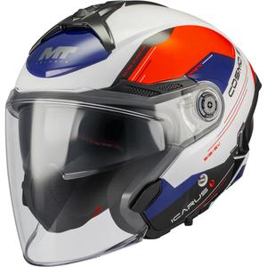 Offener Motorradhelm MT Cosmo SV Icarus A5 blau-weiß-rot