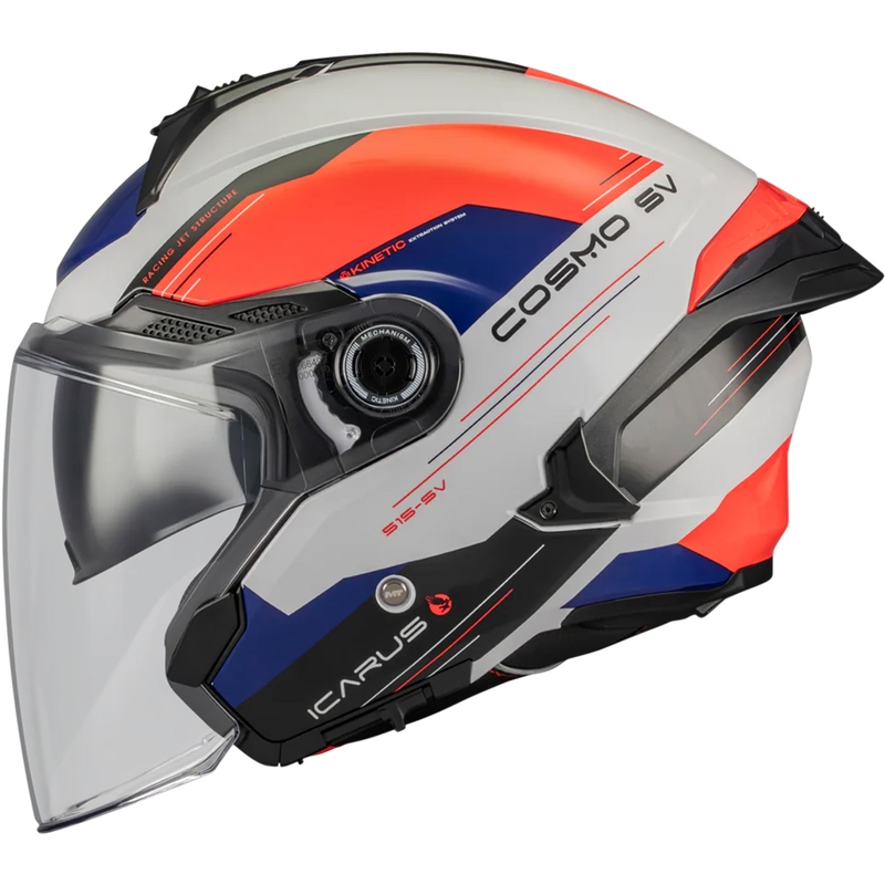 Offener Motorradhelm MT Cosmo SV Icarus A5 blau-weiß-rot