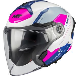 Offener Motorradhelm MT Cosmo SV Icarus A8 weiß-blau-rosa
