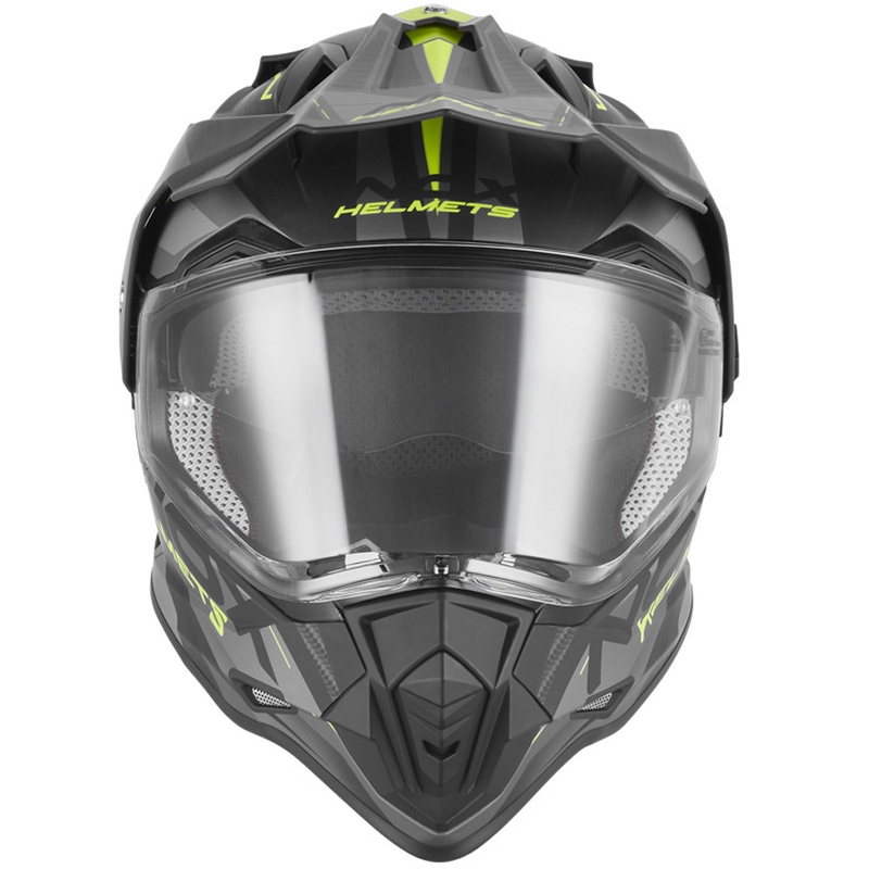 Enduro-Motorradhelm NOX N312 Track, matt schwarz-fluoreszierend gelb