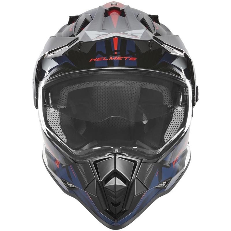 Enduro-Motorradhelm NOX N312 Track blau-rot