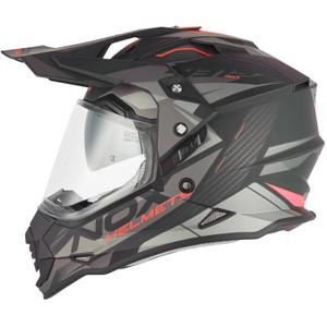 Enduro-Motorradhelm NOX N312 Track, matt schwarz-rot