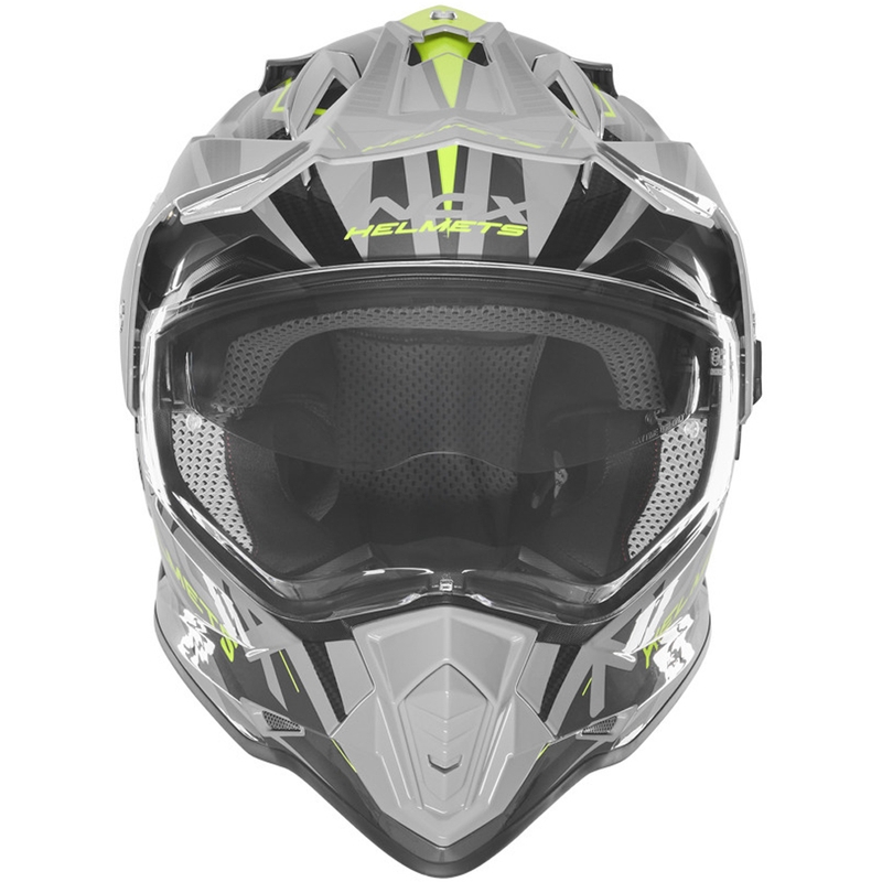 Enduro-Motorradhelm NOX N312 Track grau-fluoreszierend gelb