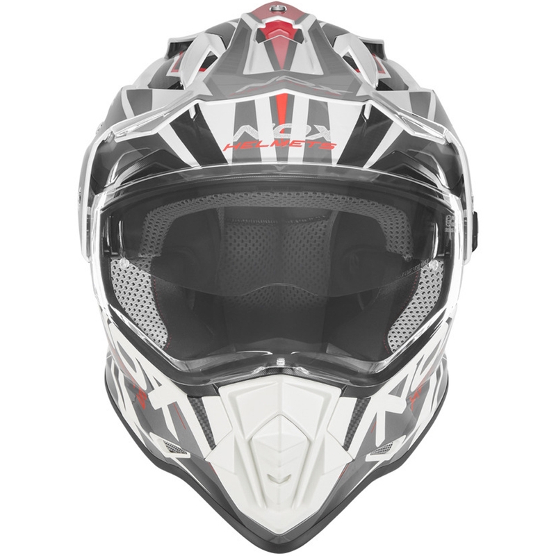 Enduro-Motorradhelm NOX N312 Track weiß-rot
