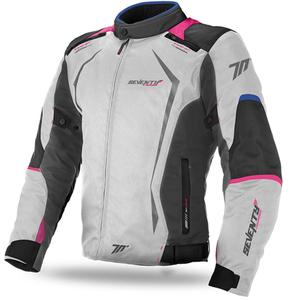 Damen Motorradjacke SEVENTY DEGREES SD-JR49 grau-blau-pink