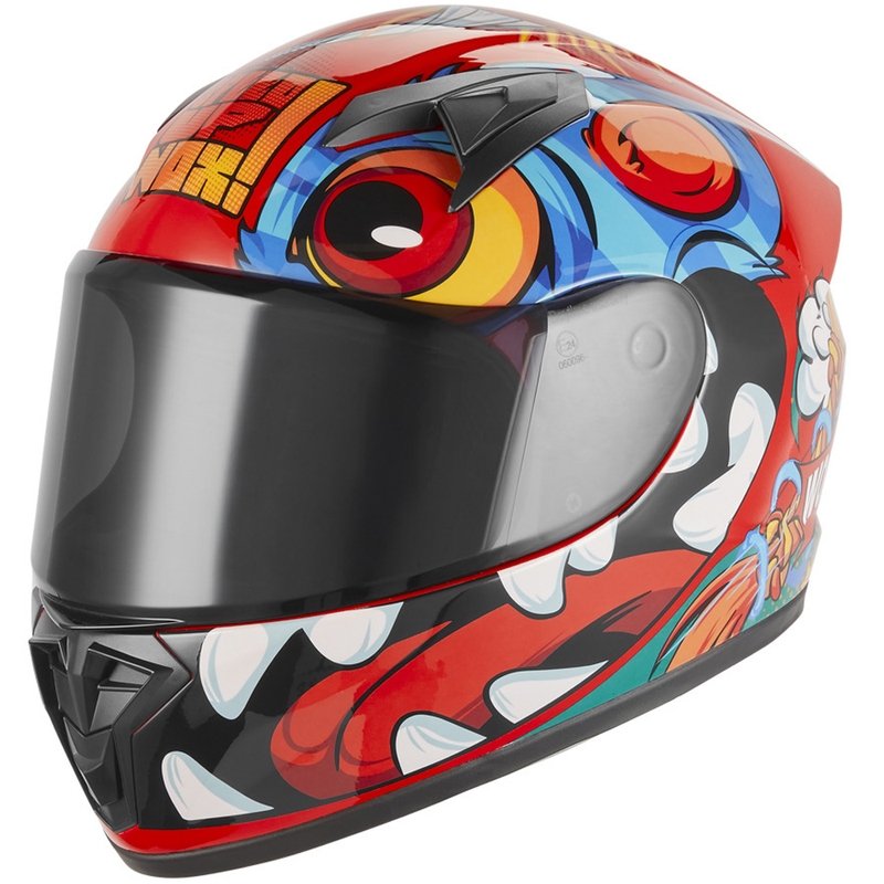 NOX N731 Scrappy Kinder-Integralhelm, rot-mehrfarbig