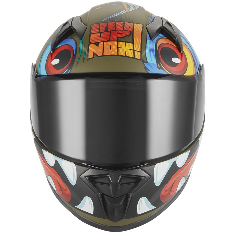NOX N731 Scrappy Kinder-Integralhelm, Khaki-Mehrfarbig