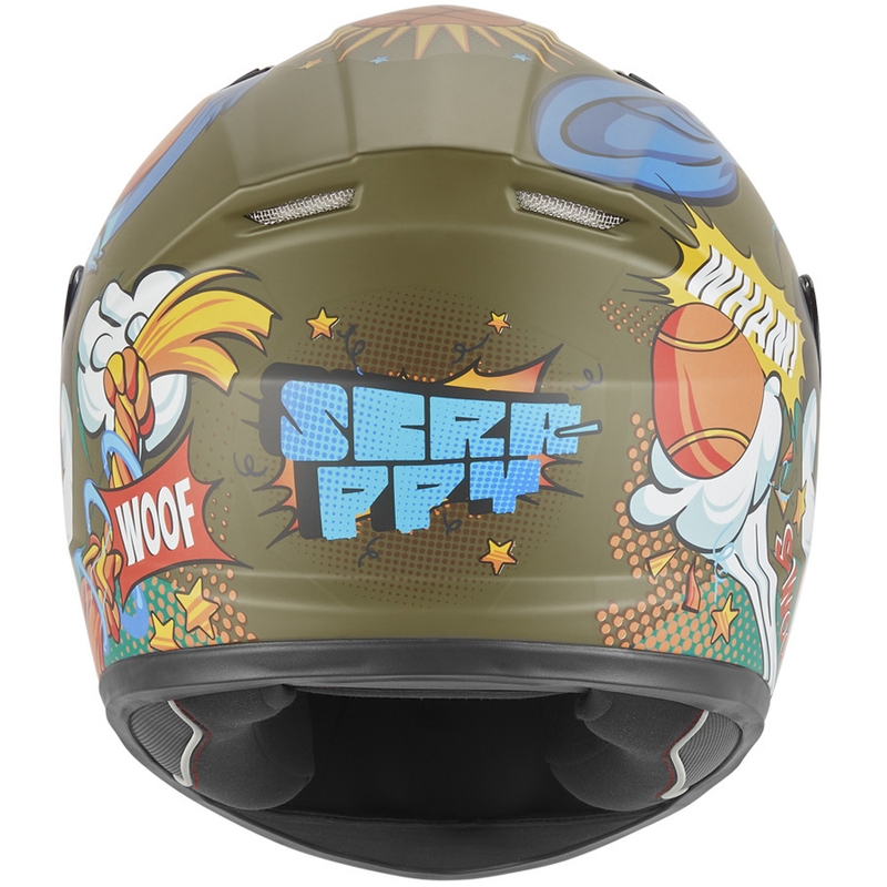 NOX N731 Scrappy Kinder-Integralhelm, Khaki-Mehrfarbig