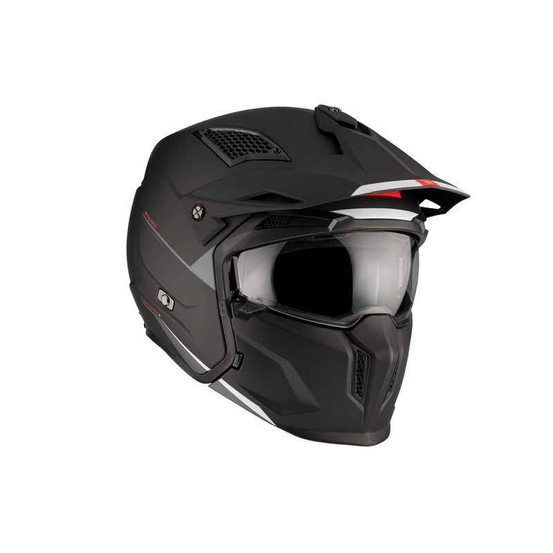 Offener Helm mit Maske MT Streetfighter SV S Solid A1 schwarz matt mit Iridium-Visier - II. Qualität