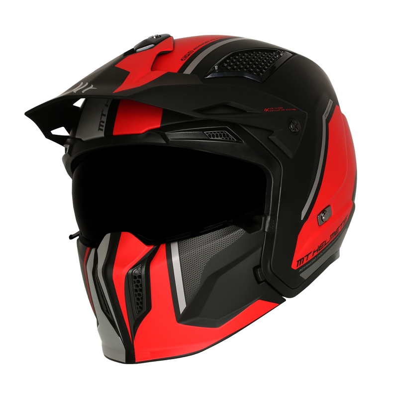 Offener Helm mit Maske MT Streetfighter SV S TWIN C5 schwarz-rot mit Iridium-Visier - II. Qualität