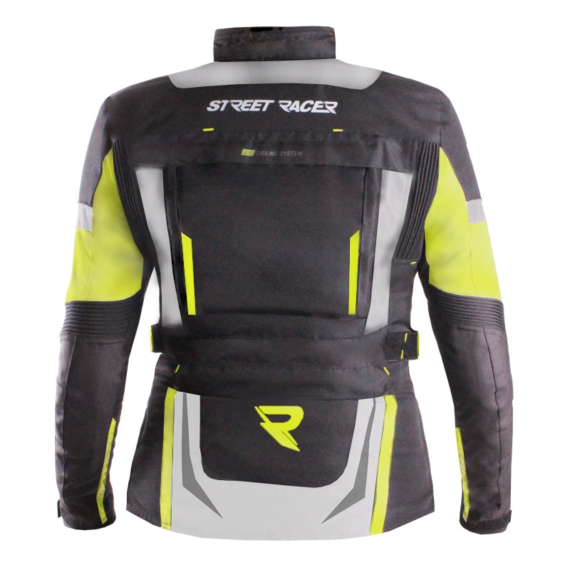 Damen-Motorradjacke Street Racer Hilax schwarz-grau-fluoreszierend gelb - II. Qualität